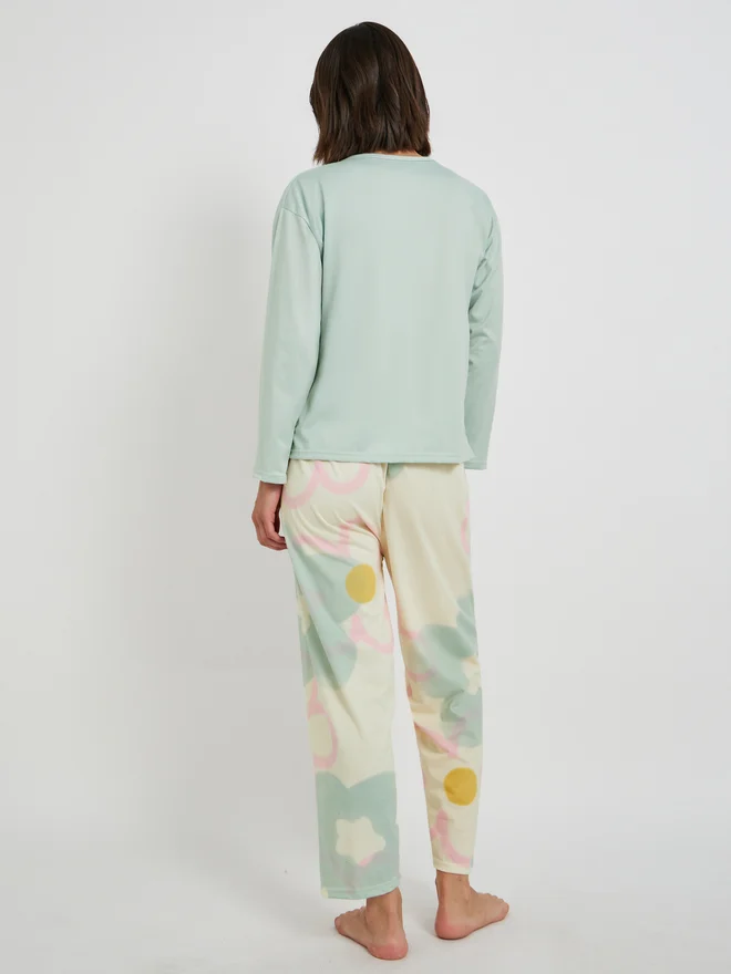 Take Two Take Two Printed Long Sleeve T-Shirt with Bra and Pyjama Set