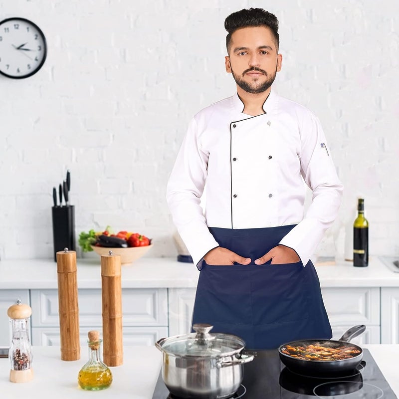 YANEK Kitchen Short Apron | Unisex | Chef Kitchen Adjustable Bib Apron with Pockets & Adjustable Tie Rope | For Home, Restaurant, Café, Hotel, Bakery, Salon - Image 3