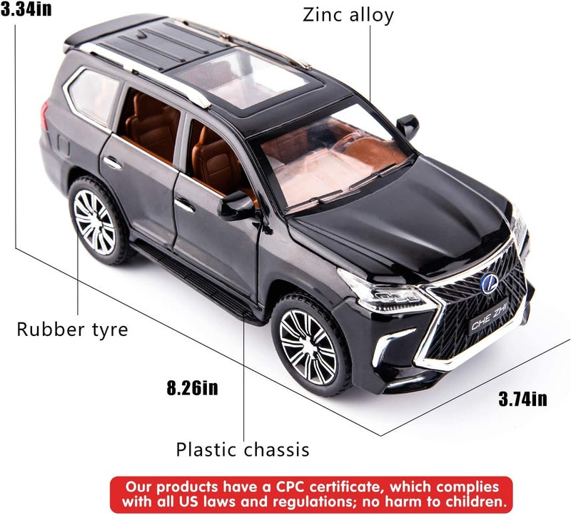 BDTCTK Zinc Alloy Pull Back Big Toy car with Sound and Light for Kids (Black) - Image 5