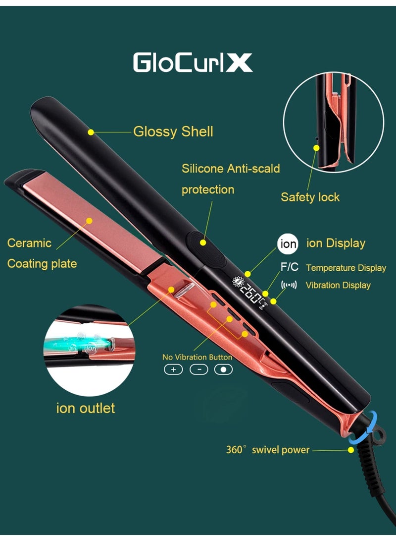 GloCurlX Hair Straightener & Curler 2-in-1, Ceramic Plates, Plasma Ionic Technology, Heats Up to 260°C, 6 Temperature Levels, Fast Heating - Image 1