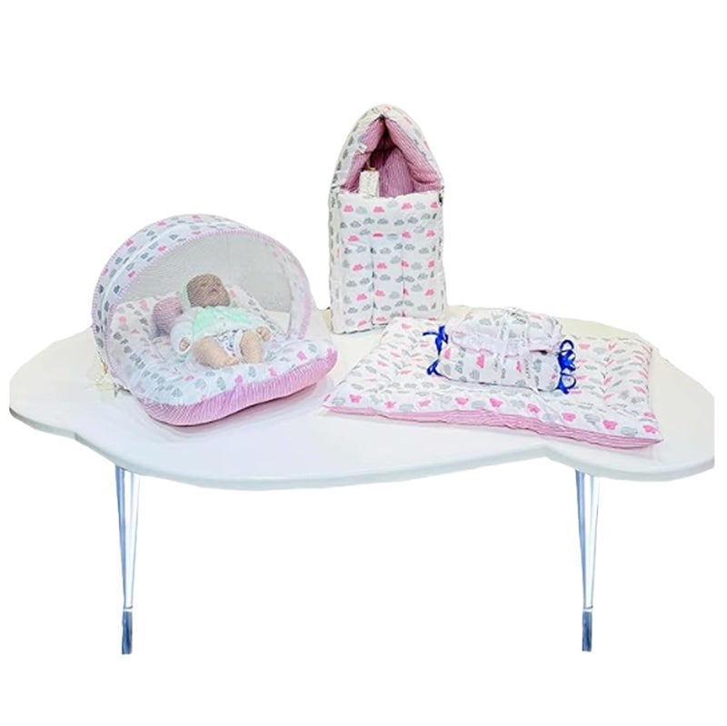 Infantbond Complete Bedding Set Essentials Combo for Baby 06 MonthsCloud line PinkNormal - Image 1