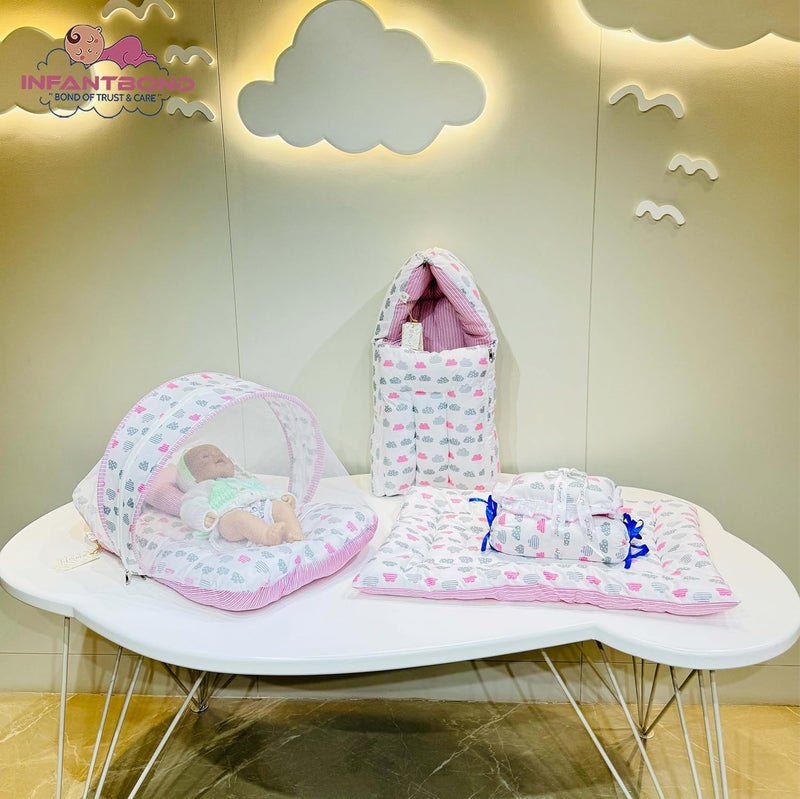 Infantbond Complete Bedding Set Essentials Combo for Baby 06 MonthsCloud line PinkNormal - Image 2