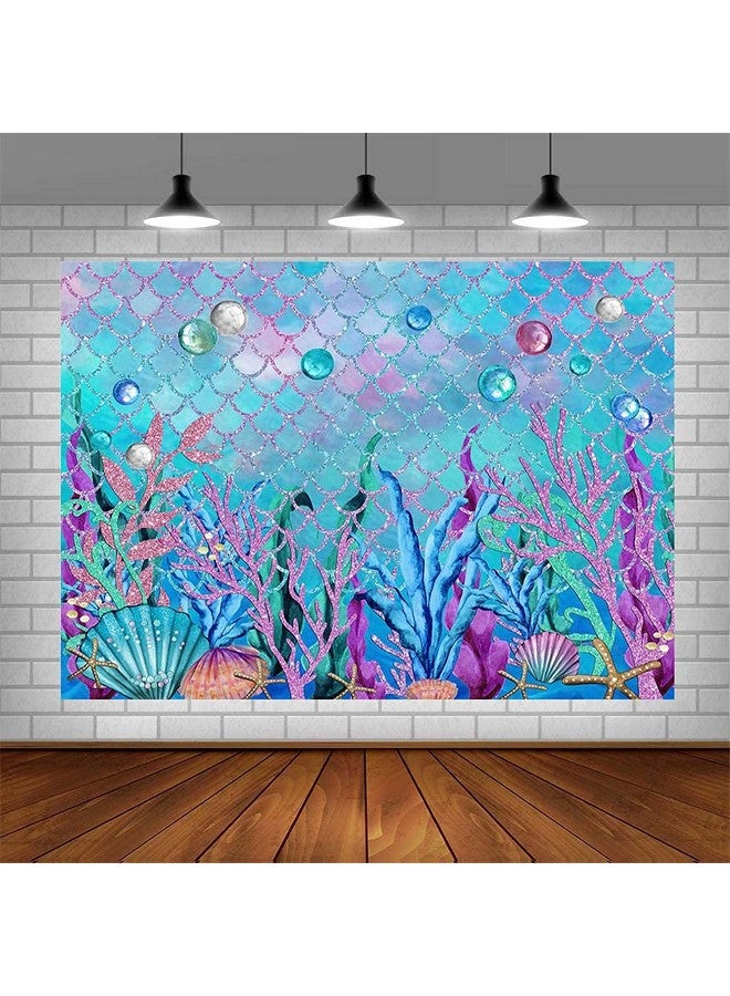 ABLIN 7X5Ft Under The Sea Backdrop For Photoshoot Purple Corals Pearls Photography Background Little Mermaid Party Decorations For Girls Photo Shoot Props Cake Table Banner - Image 5