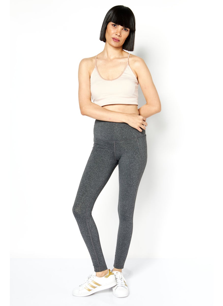 Reebok Women Sportswear Fit Brand Logo Training Tight, Grey  - Image 3