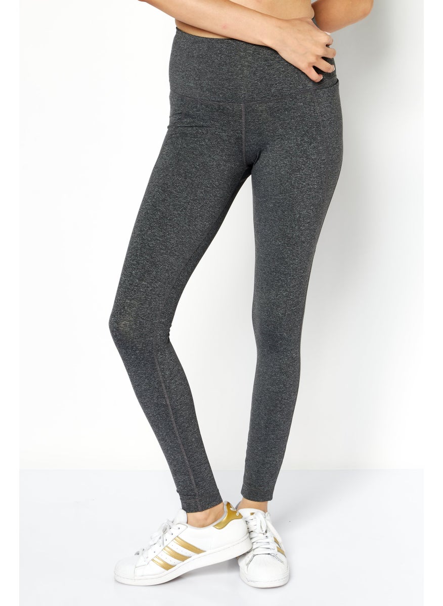Reebok Women Sportswear Fit Brand Logo Training Tight, Grey  - Image 1