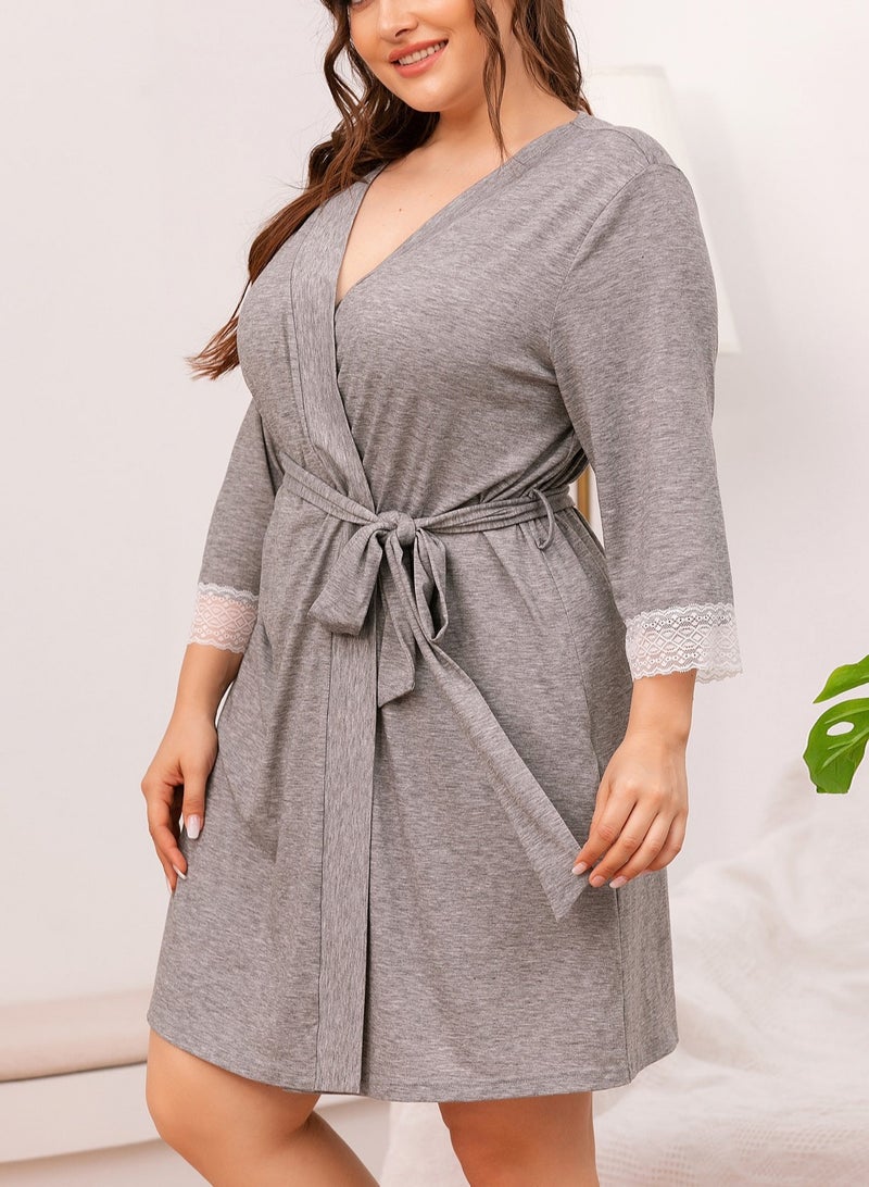 KUYING بيجامات نسائية كبيرة الحجم بأكمام قصيرة للارتداء في المنزل  - Image 2
