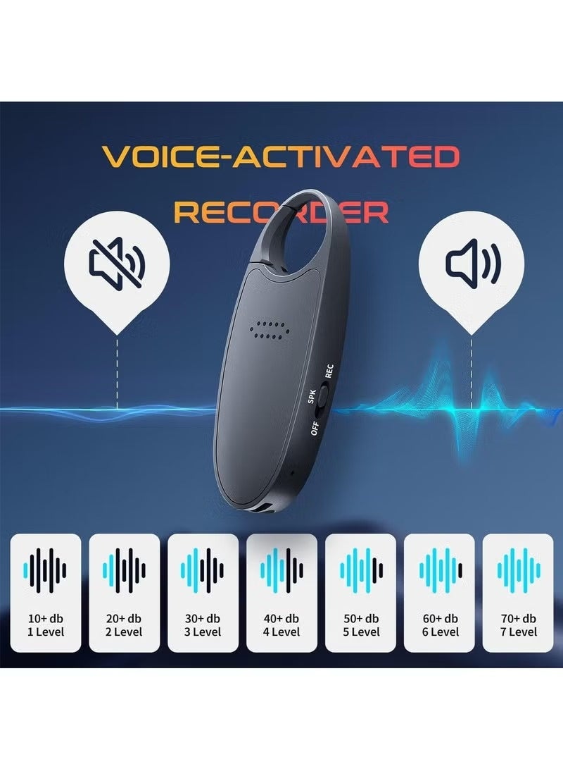 LAESO 64GB (800 Hour) Digital Magnetic Voice Recorder with Playback, 4-in-1 Portable Mini Voice Activated Audio Recorder with AI Noise Cancelling, MP3 Player, Voice Device for Lectures, Meetings, Classroom - Image 3