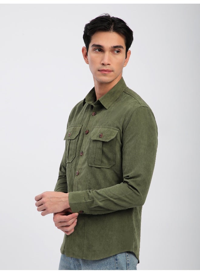 Olive Panel Suede Shirt - pzsku/ZDACC842D2ABC51529216Z/45/_/1738235312/e77e1d63-1c83-46d3-b5c0-5b96f3991449