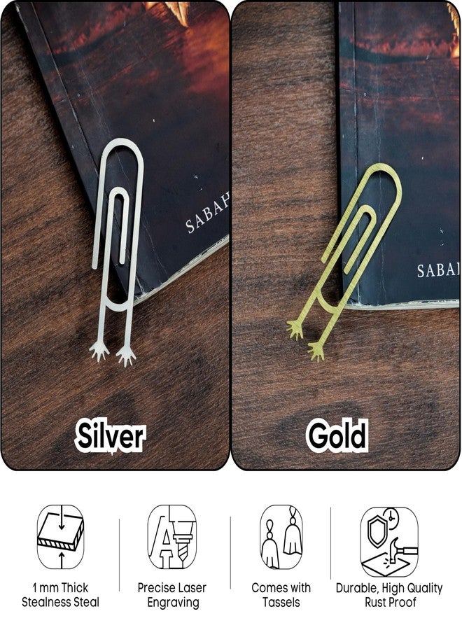 Genesis Arts Stainless Steel Bookmark Gifts | Metallic Hands Up Clip Bookmarks for Book Reader, Journals, Diaries, Novels Lovers | Perfect Birthday Gifting for Principle, Friends, Students, Teachers - Image 3