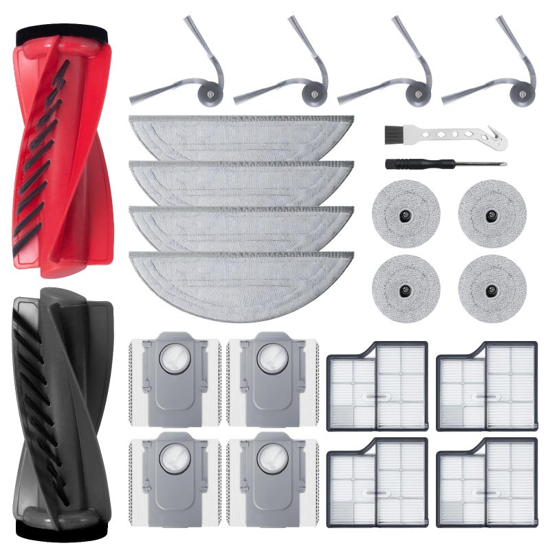 Fixbetter Accessory Set Replacement for Roborock Saros 10 Robot Vacuum Cleaner 1 Roller Brush 4 HEPA Filters 4 Wipes 4 Round Pads 4 Dust Bags 4 Side Brushes 1 Screwdriver Replacement Parts