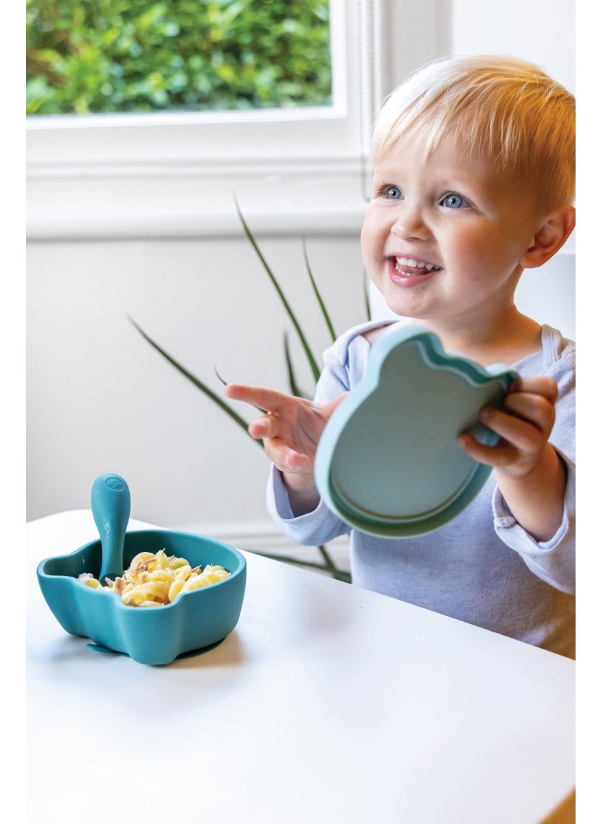 TUM TUM Silicone Vacuum Bowl and Spoon Set with Lid Boris Bear  - Image 4