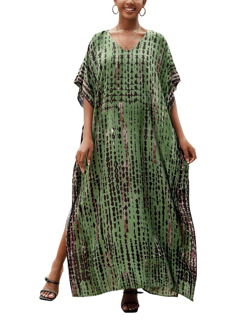 IMAGEKOPE Kaftan for Women Plus Size Bathing Suit Cover up Batwing Dress Loose fit Moroccan Caftan mumu Dresses for Women - Image 1