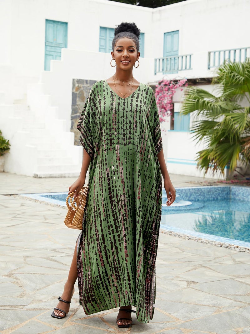 IMAGEKOPE Kaftan for Women Plus Size Bathing Suit Cover up Batwing Dress Loose fit Moroccan Caftan mumu Dresses for Women - Image 3