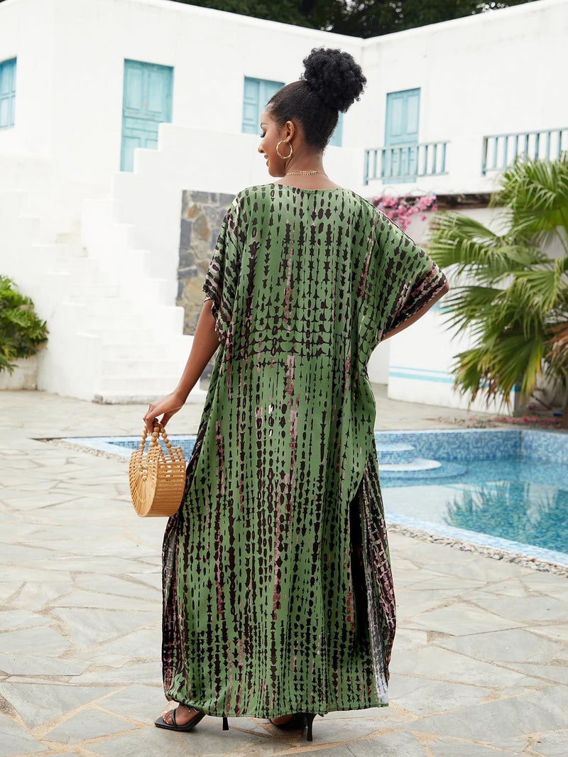 IMAGEKOPE Kaftan for Women Plus Size Bathing Suit Cover up Batwing Dress Loose fit Moroccan Caftan mumu Dresses for Women - Image 4