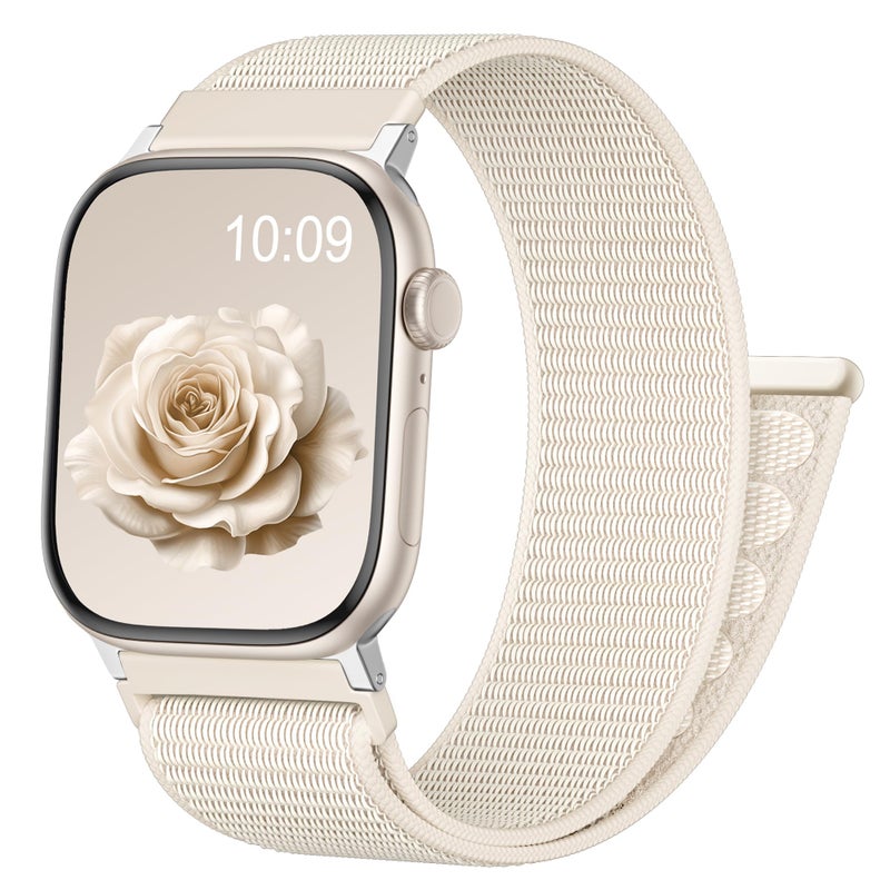 Zedoli Nylon Sport Loop Band Compatible with Apple Watch Band 40mm 42mm 41mm 38mm Women Men, Cute Soft Stretchy Braided Elastic Strap for iWatch Series 11 10 9 8 7 6 5 4 3 2 1 SE, Starlight - Image 1