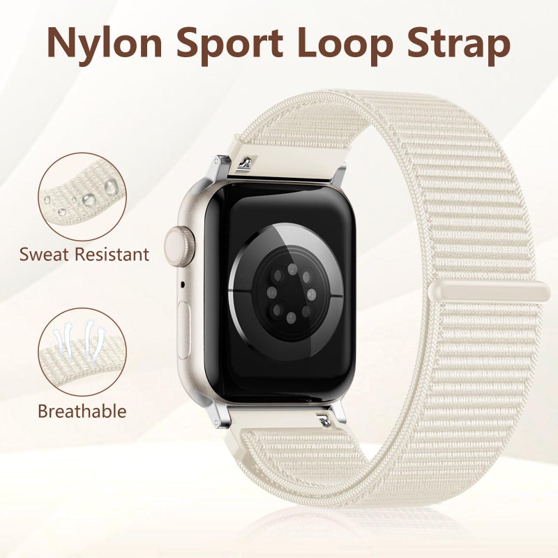 Zedoli Nylon Sport Loop Band Compatible with Apple Watch Band 40mm 42mm 41mm 38mm Women Men, Cute Soft Stretchy Braided Elastic Strap for iWatch Series 11 10 9 8 7 6 5 4 3 2 1 SE, Starlight - Image 5