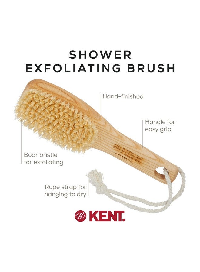 KENT Fd6 9 Beechwood Wood Short Handle Shower Bath Body Brush. For Skin Exfoliate & Massage. 100% White Boar Bristles. Best Body Foot And Leg Scrubber Brushing For Wet And Dry Body. Made In England - Image 4