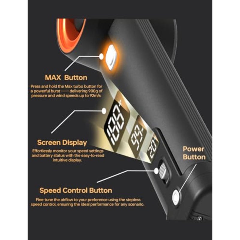 Car drying and snow blowing application, ABS plastic material, black color, cordless electric turbo fan with strong airflow - Image 2