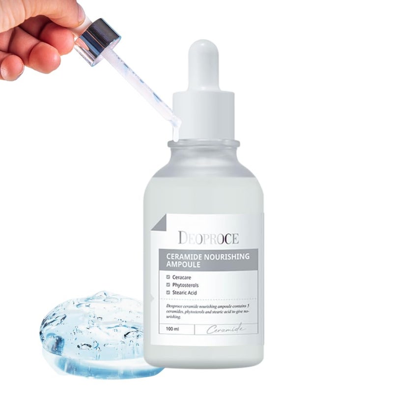 Deoproce Sheer Ceramide Nourishing Intensive Ampoule w/ 5 types of Ceramide Ingredients restore skin's natural barrier, Improve cell structure and even skintone Korean Skincare 3.4 Fl oz - Image 1