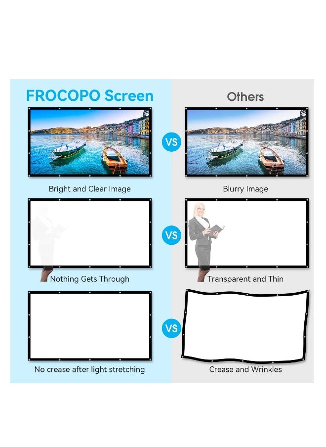 Generic Projector Screen, 120 inch Outdoor Projector Screen, 16:9 Foldable Anti-Crease Portable Projection Movies Screens, Double Sided Washable, for Home Theater, Camping Party, Office  - Image 4