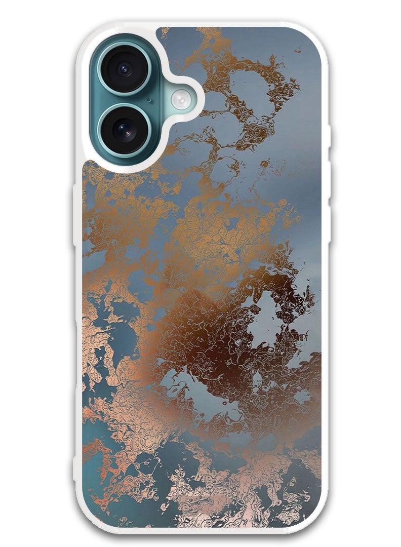 Theodor Protective Case Cover For APPLE IPHONE 16 Golden Grey Design (White Bumper) - Image 1