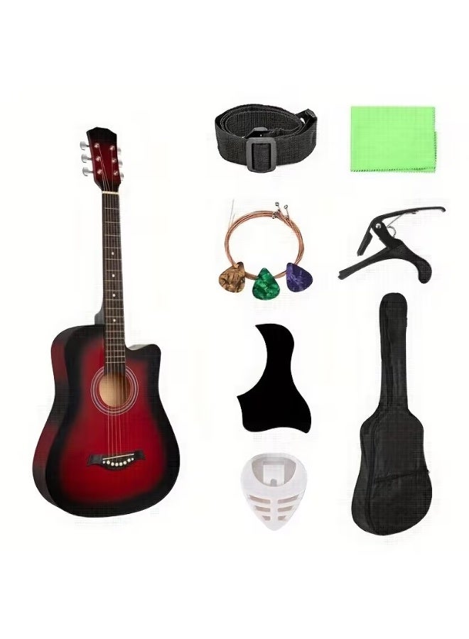 Megarya 38-Inch Beginner Acoustic Guitar Starter Kit Includes Backpack, Capo, Adjustable Strap, Picks, Strings, Cleaning Cloth, and Scratch Protection Pad (RDS) - Image 1