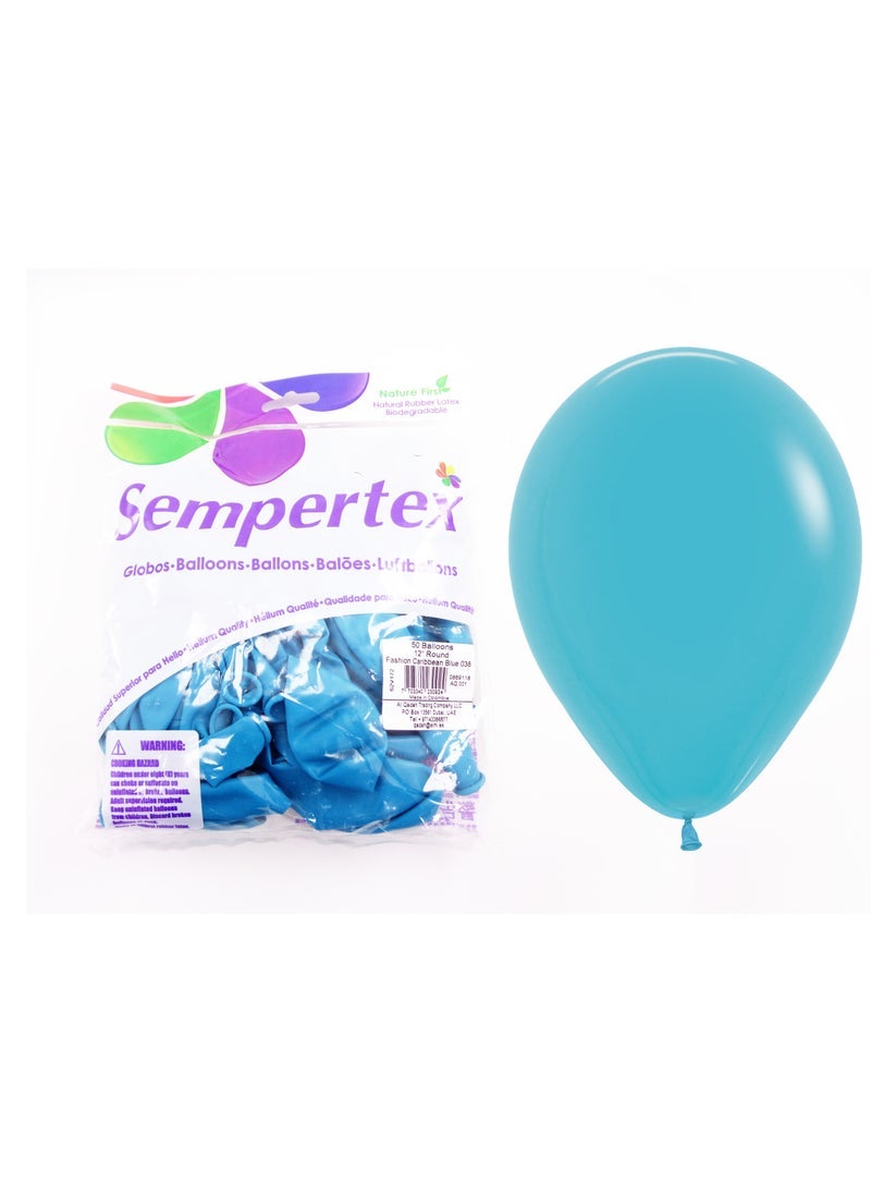 Sempertex 20000755 Fash 12" Caribb 50pkCaribbean Blue Latex Balloons-50 Pcs, Various - Image 2