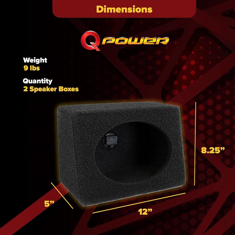 QPower 6 by 9 Inches Speaker Box Audio Enclosure with Durable Black Bed Liner Spray Finish with Terminal Cup Connectors (2 Pack) - Image 3