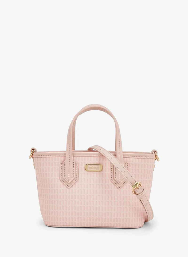 ميسي Monogram Print Tote Bag With Detachable Strap