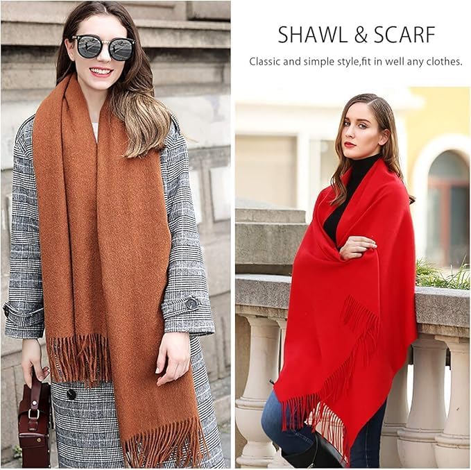 THE DDS STORE Women's Scarf Pashmina Shawls and Wraps for Evening Dresses Travel Office Winter Wedding for Evening Dresses Large Soft Warm Scarves (Navy Blue, 60" x 24") - Image 2