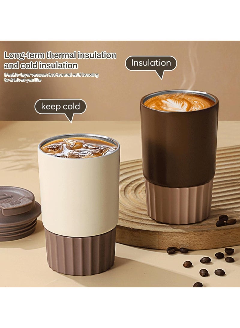 CMGTYYD 12 OZ Insulated Travel Coffee Mugs with Lid-Stainless Steel Reusable Coffee Cup Coffee Thermos Travel Mugs Insulated for Hot and Cold (Brown) - Image 4