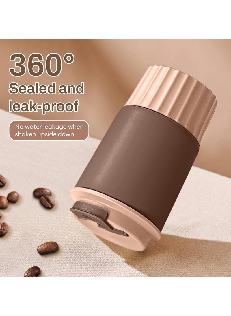 CMGTYYD 12 OZ Insulated Travel Coffee Mugs with Lid-Stainless Steel Reusable Coffee Cup Coffee Thermos Travel Mugs Insulated for Hot and Cold (Brown) - Image 3