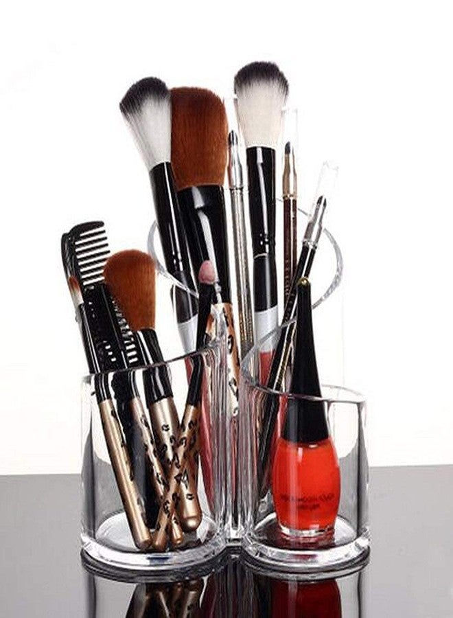 ZURITY 3 Compartments Acrylic Cosmetic Oragnizer Transparent Desk and Dressing Table Stand/Holder Nail Polish Eyeliner Lipstick Comb Beauty Makeup Brush and Jewelry Organisers - Image 2