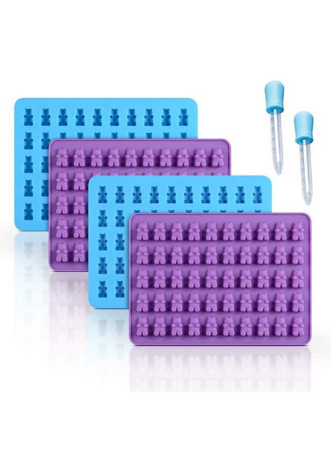 CAKETIME Gummy Molds Bear Candy Silicone - Mini Size Chocolate Gummy Molds with 2 Droppers Nonstick Food Grade Silicone Pack of 4 - Image 1