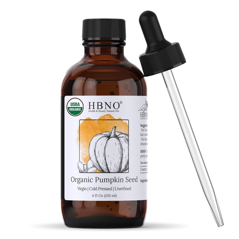 HBNO Organic Pumpkin Seed Oil  4 oz 120 ml Value Size  Natural Pumpkin Oil Cold Pressed  Perfect Carrier Oil for Massage Aromatherapy Diy Soap Making Face Body Lips Hair Nails