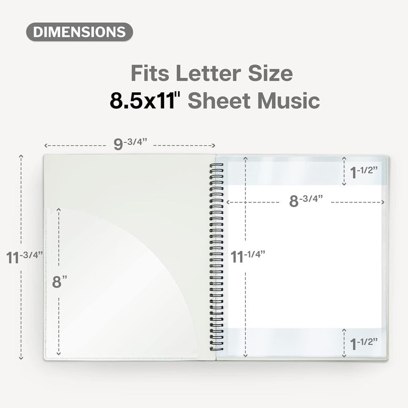 Cranbury Sheet Music Folder 8.5x11 - Dual Use Music Holder (Black), Store Pages Inside 24 Protective Sleeves or Annotate Exposed Pages, Music Binder with Spiral Binding Stays Opens and Lays Flat - Image 5