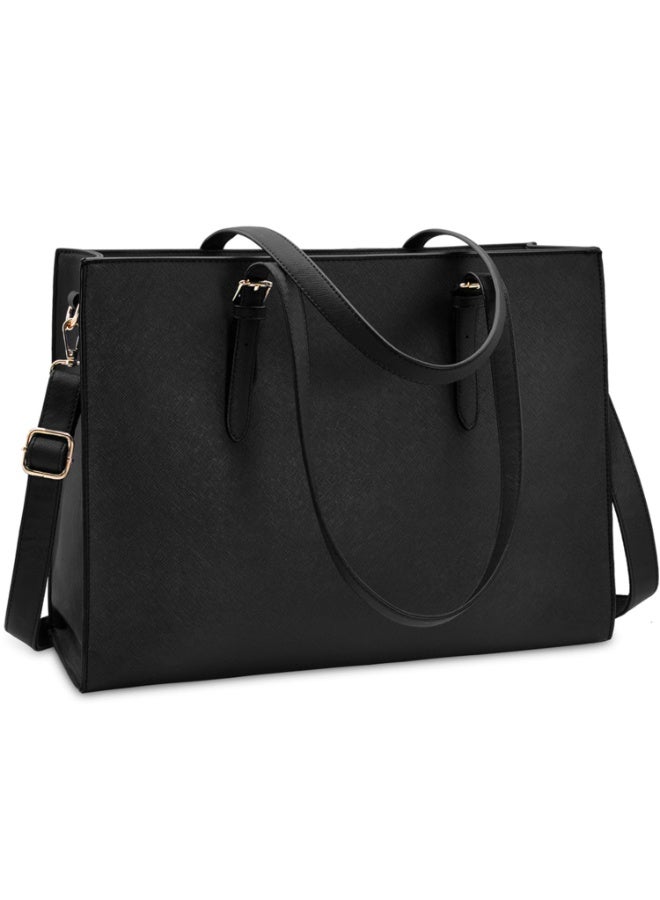 Laptop Bag for Women Waterproof Lightweight Leather 15.6 Inch Computer Tote Bag - Image 1