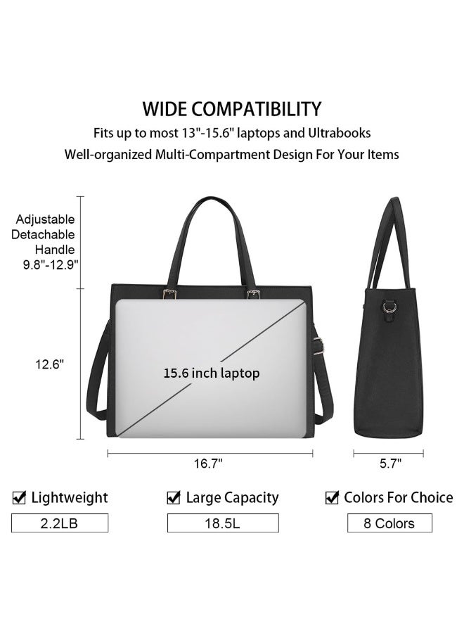 Laptop Bag for Women Waterproof Lightweight Leather 15.6 Inch Computer Tote Bag - Image 4