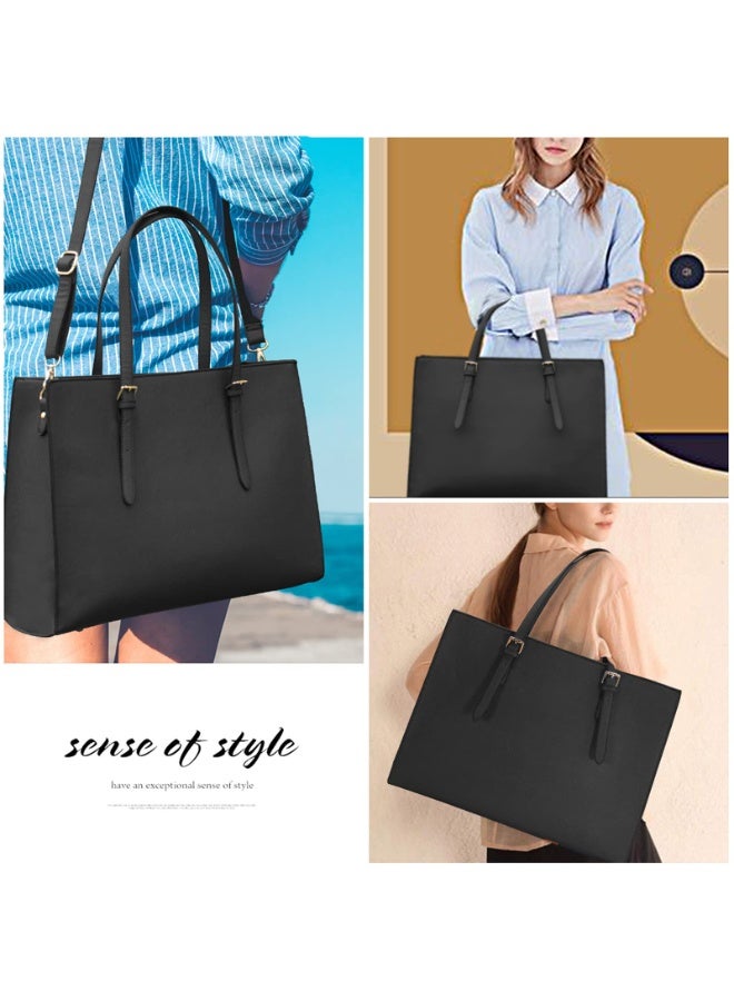 Laptop Bag for Women Waterproof Lightweight Leather 15.6 Inch Computer Tote Bag - Image 2