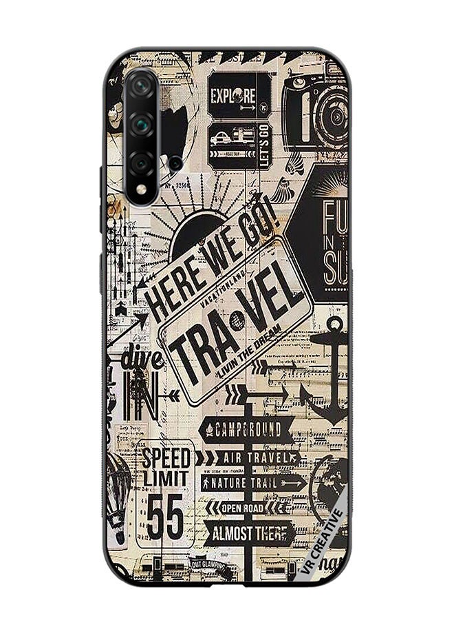 VR CREATIVE Protective Case Cover For Huawei Nova 5T Here We Go Travel Design Multicolour - Image 1