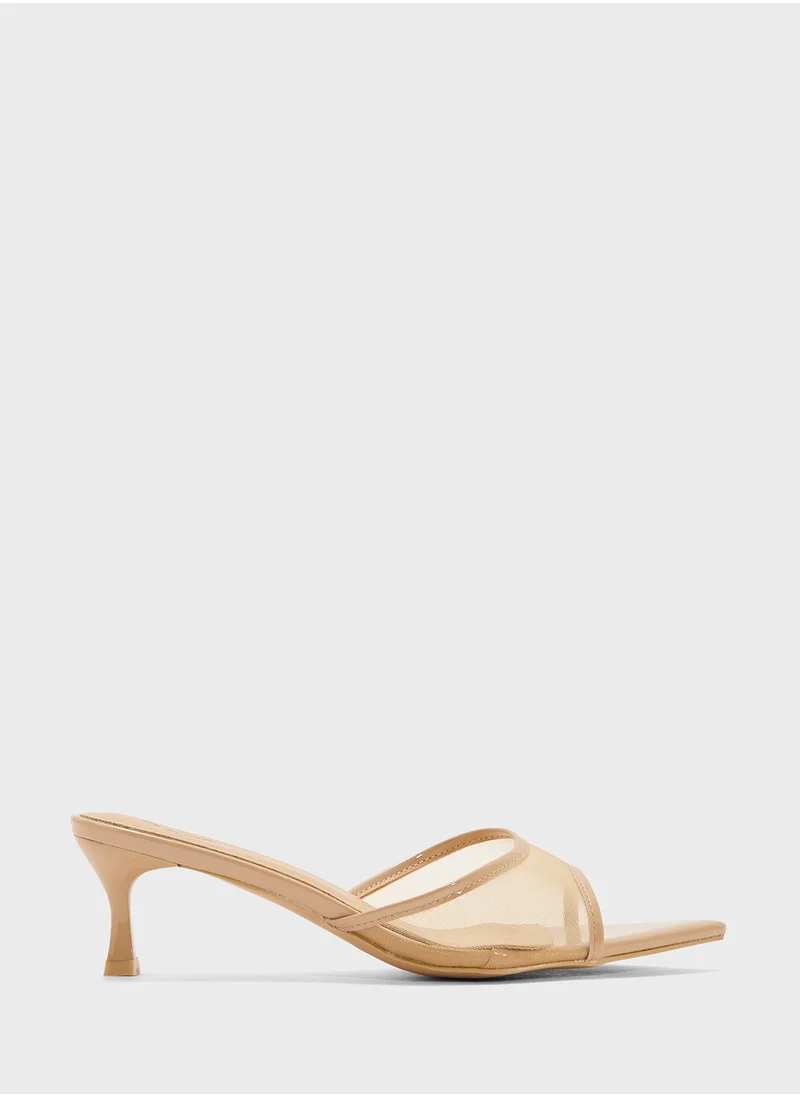 Ginger Mesh Heeled Mule