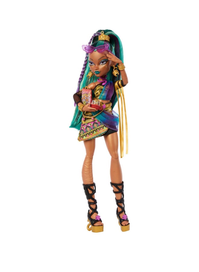 MONSTER HIGH دمية الموضة نيفيرا دي نايل من مونستر هاي مع حيوانها الأليف لافيش (30.48 سم) - Image 1