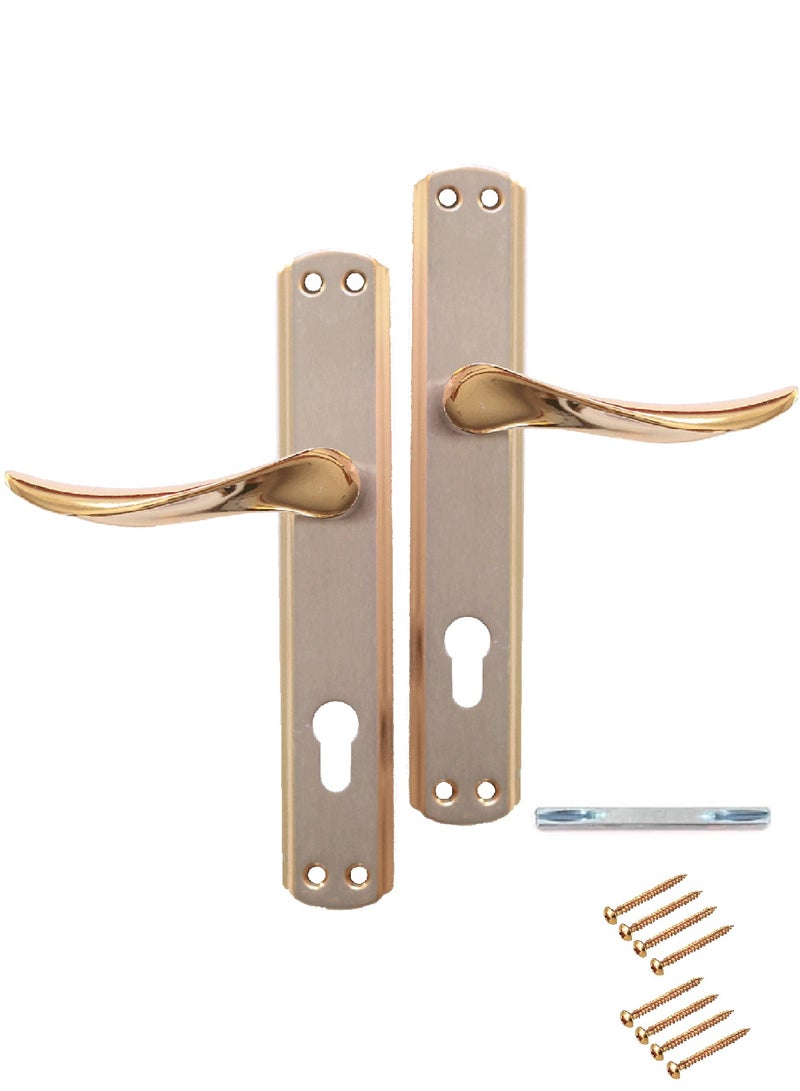 tucra Pair Stylish Door Handle with Lock Hole Bronze/Silver - Image 2
