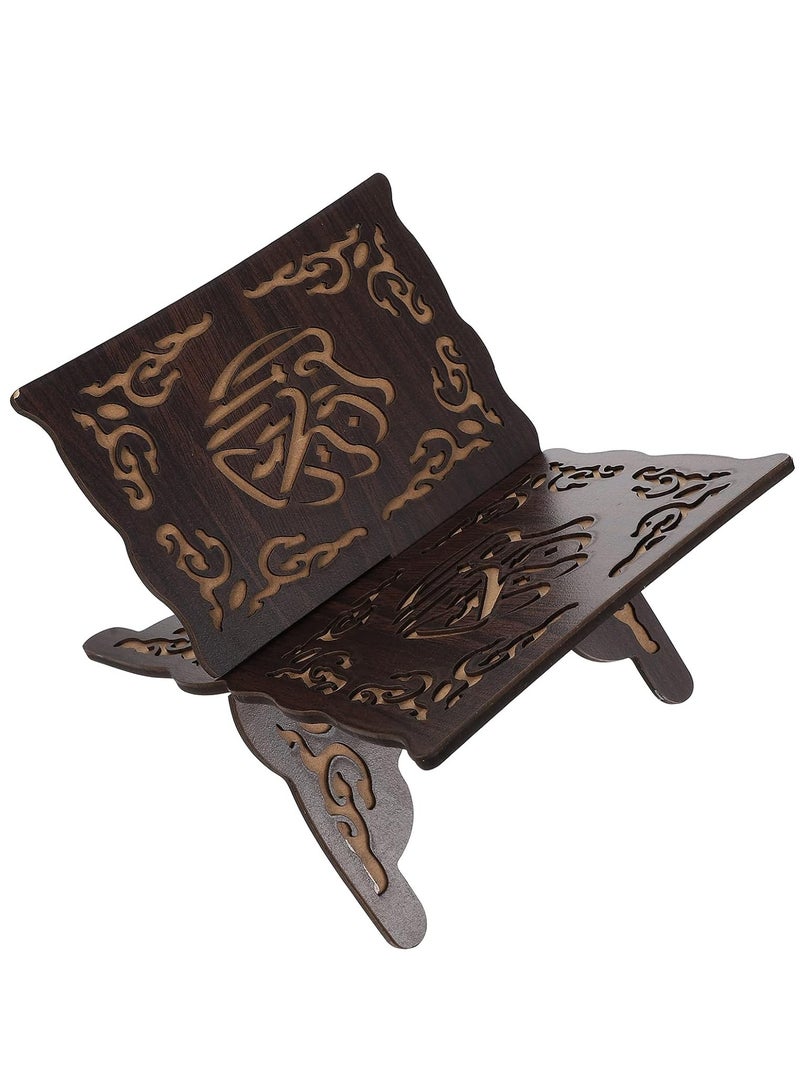 Arabest Book Holder, Book Stand with Wood Carving Pattern, Bookcase for Home, Office (Black) - Image 1