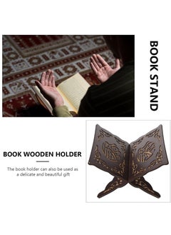Arabest Book Holder, Book Stand with Wood Carving Pattern, Bookcase for Home, Office (Black)  - Image 2