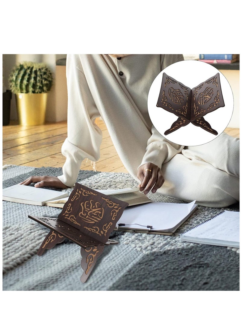 Arabest Book Holder, Book Stand with Wood Carving Pattern, Bookcase for Home, Office (Black) - Image 4