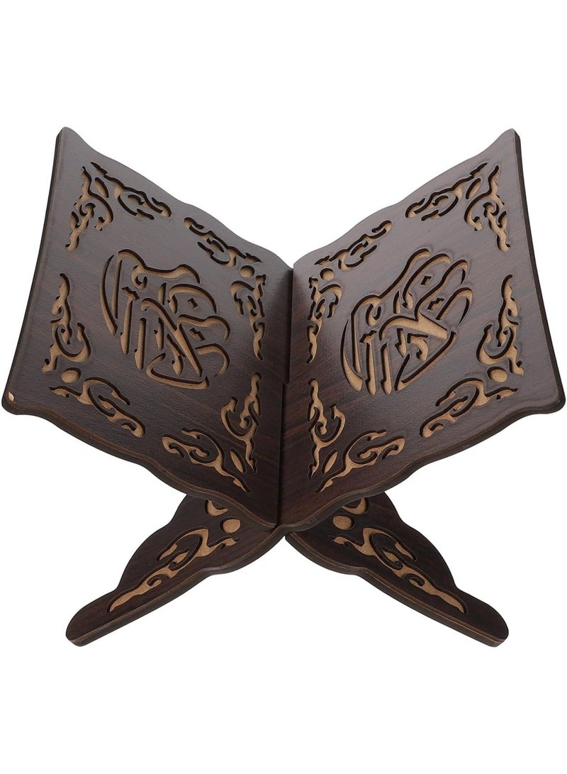 Arabest Book Holder, Book Stand with Wood Carving Pattern, Bookcase for Home, Office (Black) - Image 1