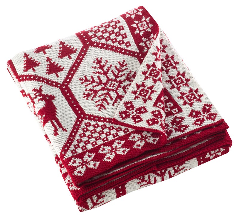 SARO LIFESTYLE Christmas Knit Throw Blanket 50x60 Red