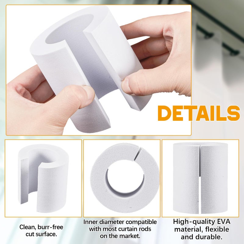 Pangda 12pcs Curtain Spacers EVA Foam Roller Curtain Shapers Rod Attachment Drapery Spacers No Need to Dismantle the Hanging Rod Enhances Home Decor Accessories for Home and Office(85mm) - Image 4