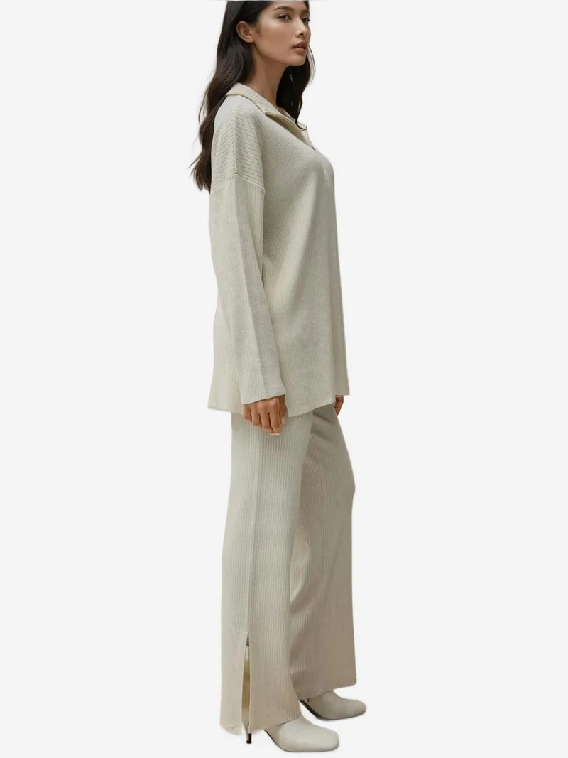 زوبعة طقم محبوك بخصر عالٍ وياقة بسحاب